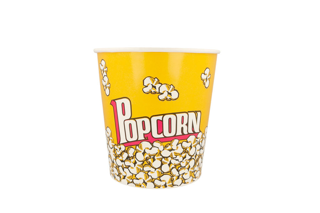 Popcorneimer, Popcornbecher, weiß, bedruckt, Karton, 3900 ml, 19,5 x 14,5 cm, Ø18,5 cm